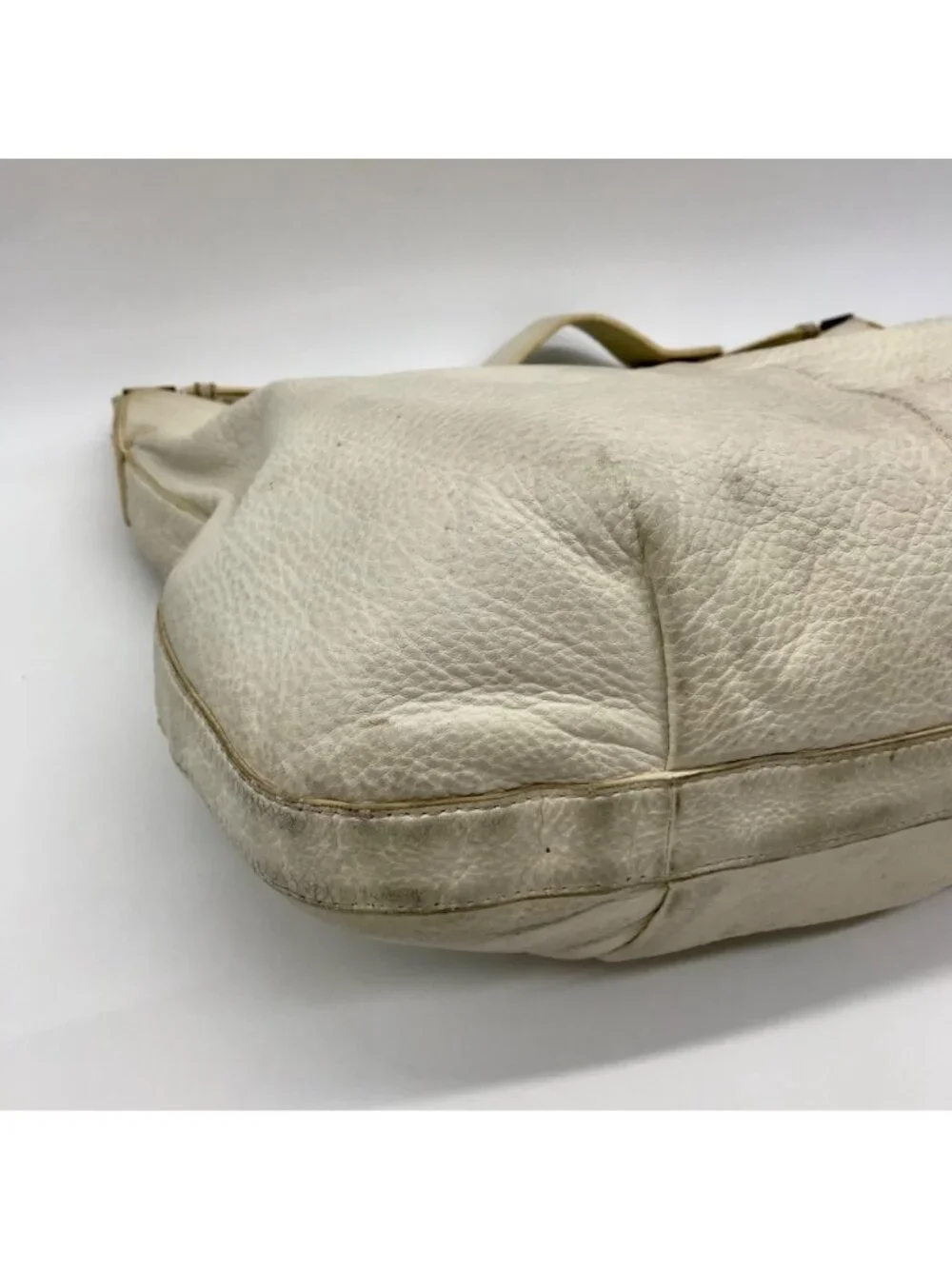 Tory Burch White Pebbled Leather Hobo Shoulder Bag